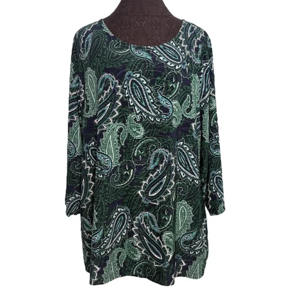 Croft & Barrow Plus Size Paisley Blouse - Picture 1 of 10